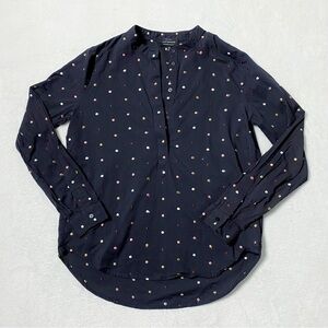 Lucky Brand black polka dot long sleeve blouse shirt size small